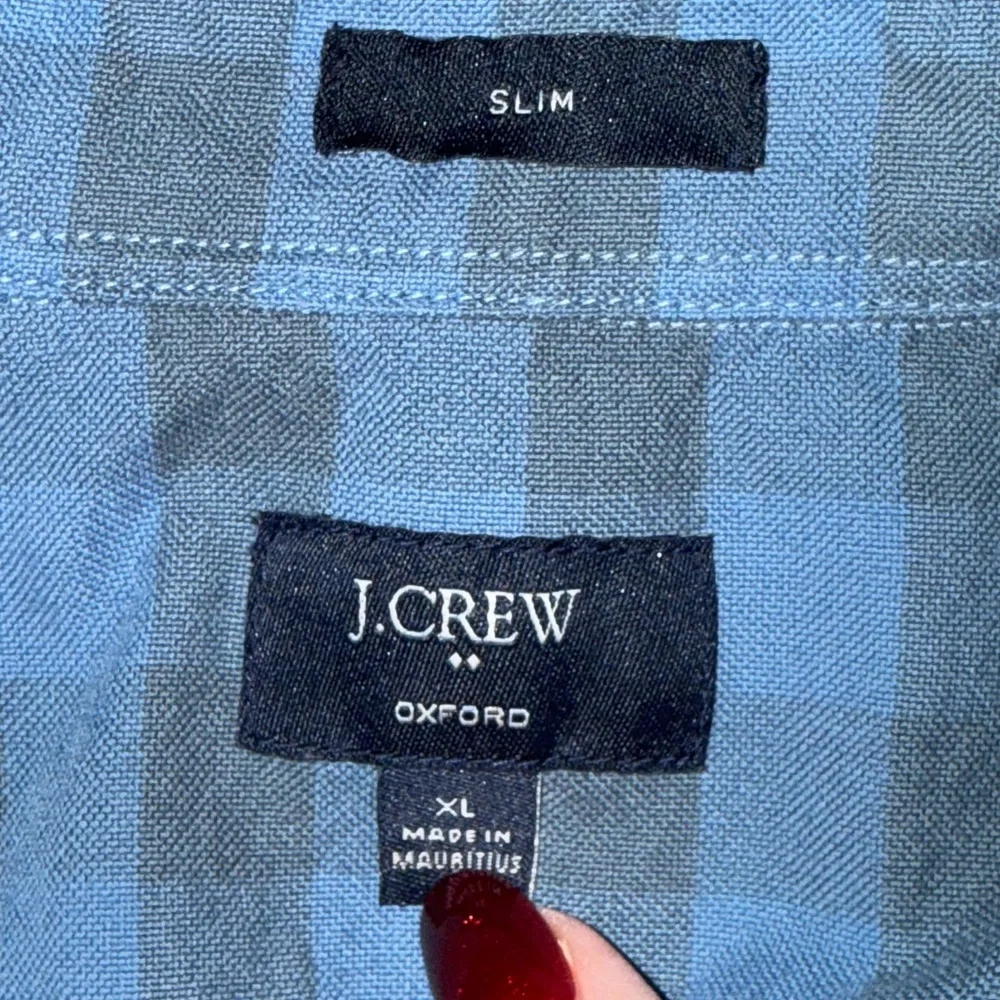 👔 J.Crew Slim Fit Blue Buffalo Check Oxford Shirt XL